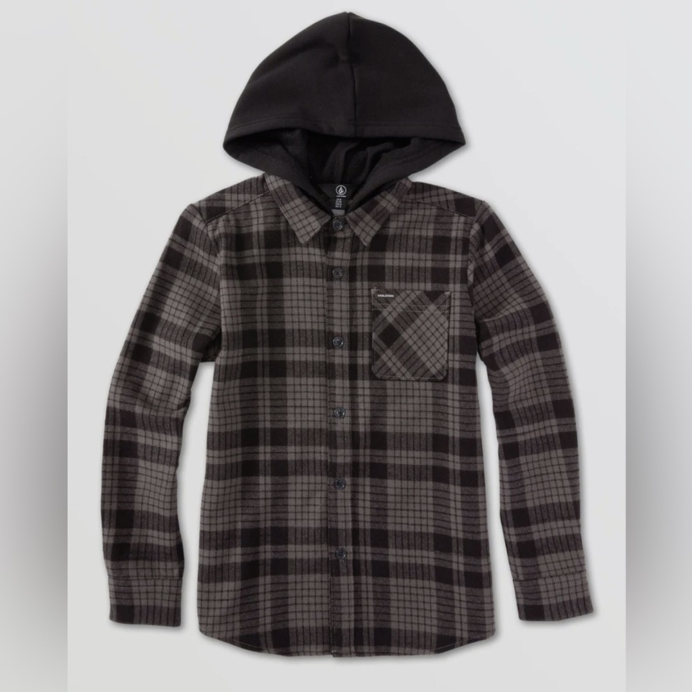 Volcom Insulated Hooded Flannel Shirt Jacket Big Boys Medium